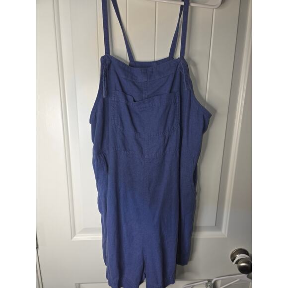 Old Navy Utility Linen Blend Overalls - Beautiful Blue and Adorable Large - Picture 2 of 5